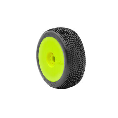 1/8 Impact Soft Long Wear Pre-Mounted Tyres Yellow EVO Wheels (2) Buggy