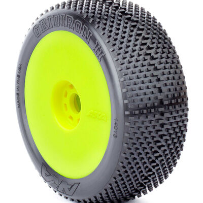1/8 Gridiron II Soft Long Wear Pre-Mounted Tyres Yellow EVO Wheels (2) Buggy