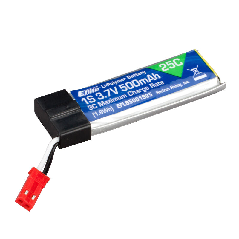 500mAh 1S 3.7V 25C LiPo Battery with JST-RCY