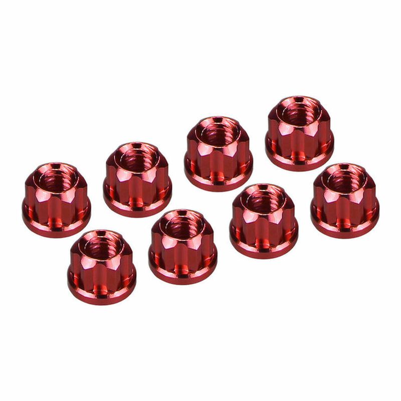 Aluminium M2 Flange Wheel Nuts 1/30 Axial SCX30 Red