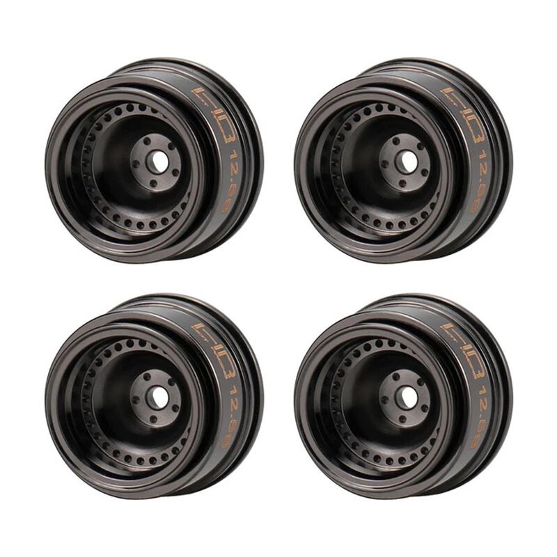 1/30 Aluminium 4mm Offset Brass Beadlock Wheels Black Chrome (4)