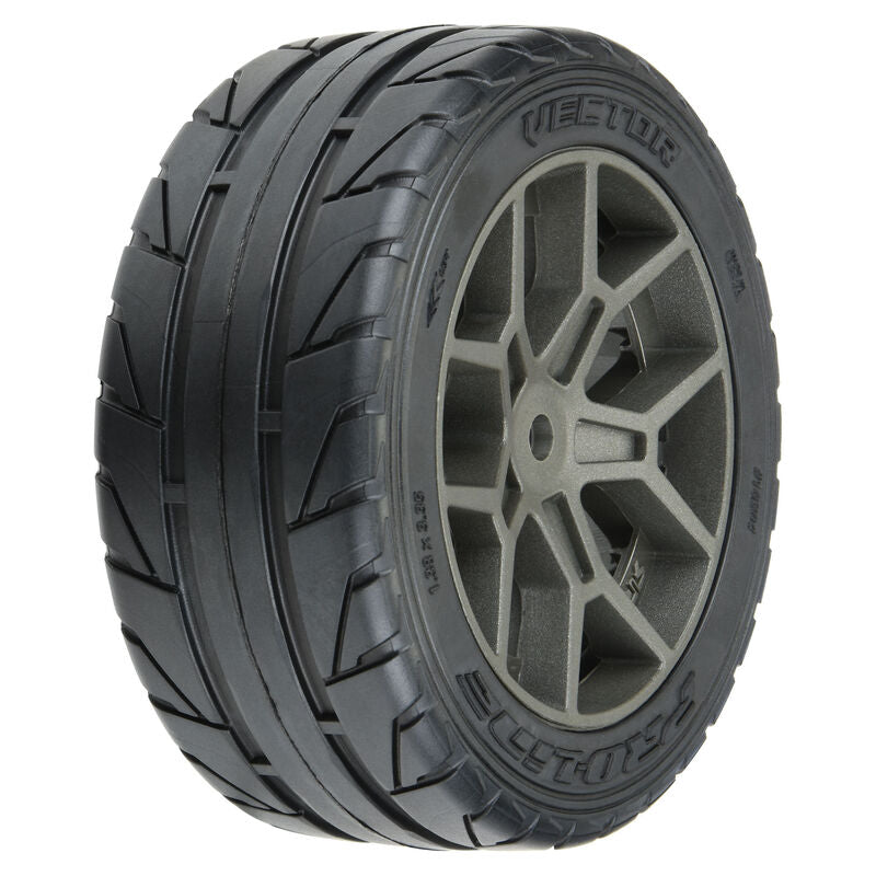 1/8 Vector S3 Front/Rear 35/85 2.4" Belted Mounted Tyres 14mm Grey Vendetta
