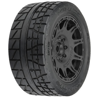 1/6 Menace HP BELTED F/R 5.7” Tyres MTD 24mm Black Raid 8x48 Hex (2)