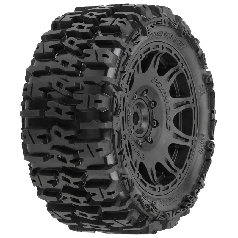 1/6 Trencher F/R 5.7” Tyres Mounted 24mm Black Raid 8x48 Hex (2)