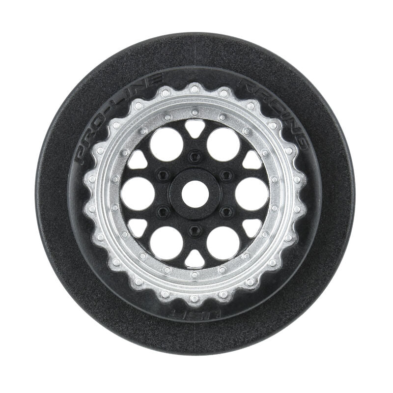 1/16 Showtime+ Rear 8mm Hex Wheels Black/Silver (2) Losi Mini Drag