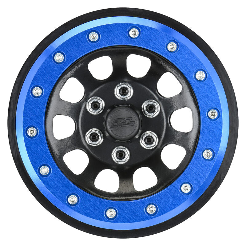 1/6 Steelies Stamped Steel 2.9" Dual Offset SCX6 Wheels Blue/Black