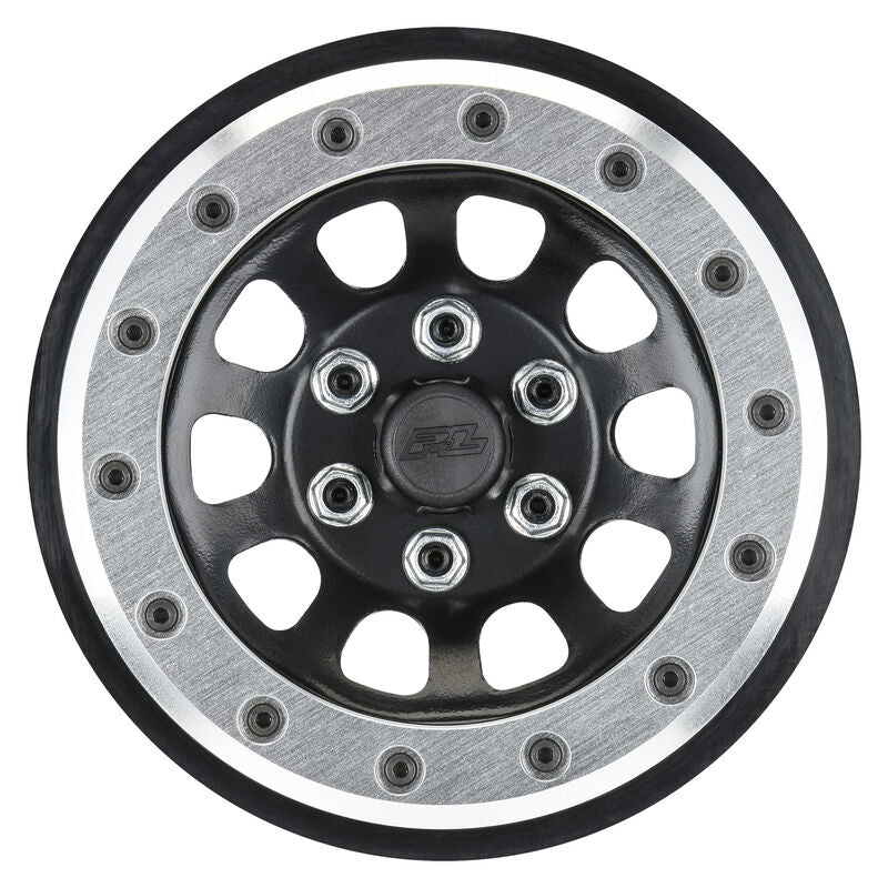 1/6 Steelies Stamped Steel 2.9" Dual Offset SCX6 Wheels Silver/Black