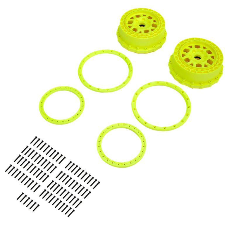 Wheel and Beadlock Set Yellow (2) 5IVE-T 3.0