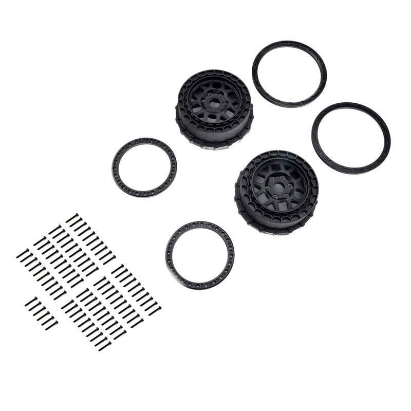 Wheel and Beadlock Set Black (2) 5IVE-T 3.0