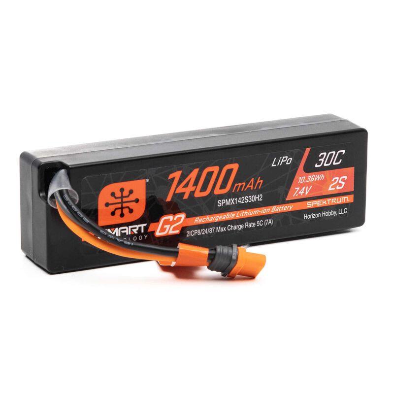 7.4V 1400mAh 2S 30C Smart G2 LiPo Battery IC2