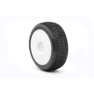 1/8 Impact Soft Long Wear Pre-Mounted Tyres White EVO Wheels (2) Buggy