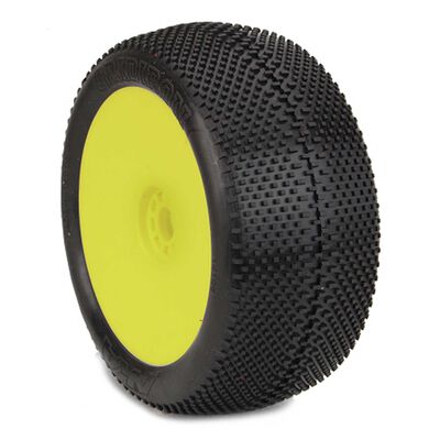 1/8 EVO Gridiron Medium Long Wear Pre-Mounted Tyres Yellow Wheels (2) Truggy