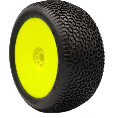 1/8 EVO Scribble Soft Long Wear Pre-Mounted Tyres Yellow Wheels (2) Truggy