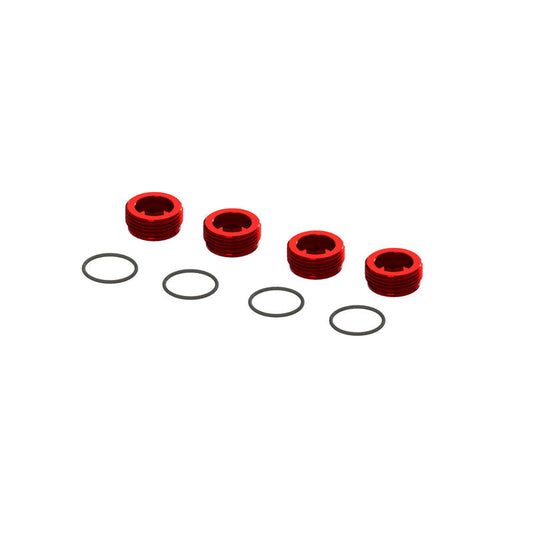 Aluminum Front Hub Nut Red (4) inc O-Rin