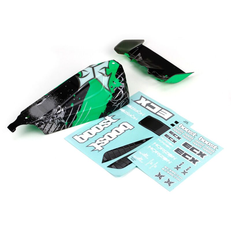 Body/Wing Black/Green: 1:10 2wd Boost