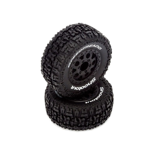 FR/R Tire Prmnt Blk Whl (2):1:10 2wd/4