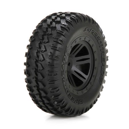 FR Tire Premount Black Wheel (2): 1:10
