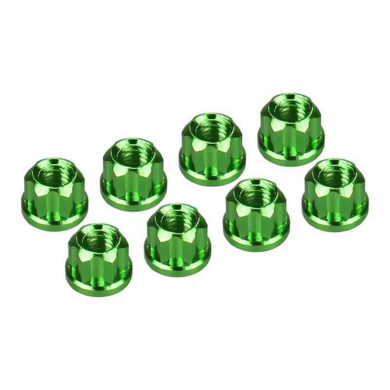 Aluminium M2 Flange Wheel Nuts 1/30 Axial SCX30 Green