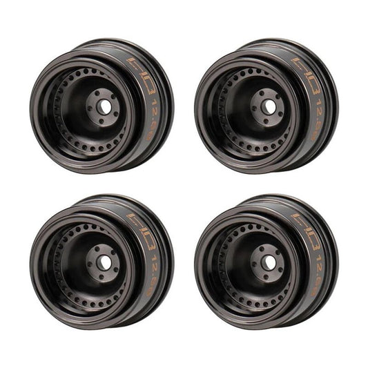 1/30 Aluminium 4mm Offset Brass Beadlock Wheels Black Chrome (4)