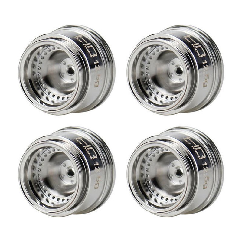 1/30 Aluminium 4mm Offset Brass Beadlock Wheels Chrome (4)