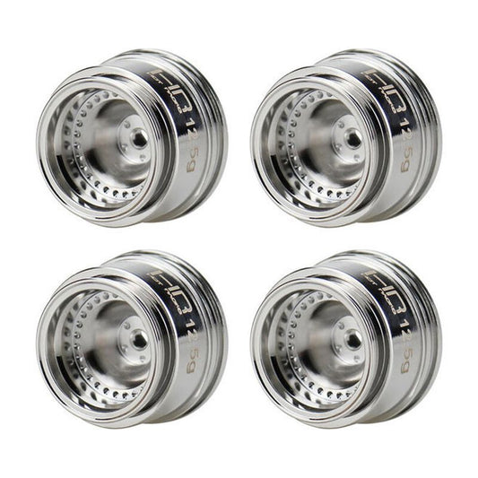 1/30 Aluminium 4mm Offset Brass Beadlock Wheels Chrome (4)