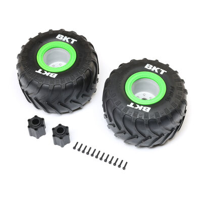 BKT 2.6Inch Monster Truck Tire Med Premount Green (2): LMT 2.0