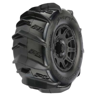 1/8 Dumont F/R 3.8" MT Tyres Mounted 17mm Black Raid (2)