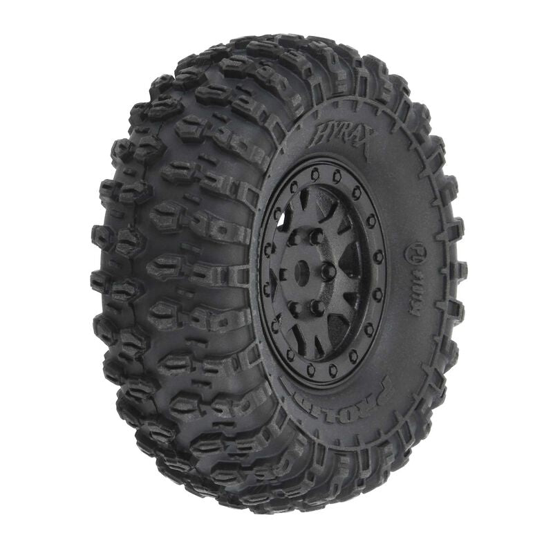 1/24 Hyrax Front/Rear 1.0" Tyres Mounted 7mm Black Impulse (4) SCX24