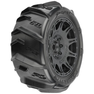 1/6 Dumont Sand/Snow F/R 5.7” Tyres MTD 24mm Black Raid 8x48 Hex (2)