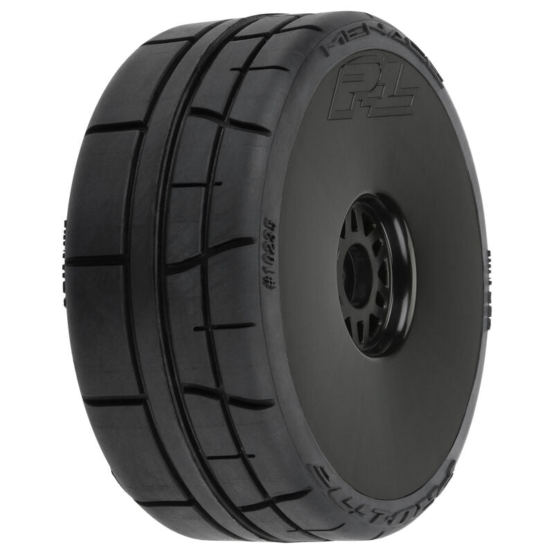 1/8 Menace HP BELTED Speed Run F/R Tyres Mounted 17mm Black (2)
