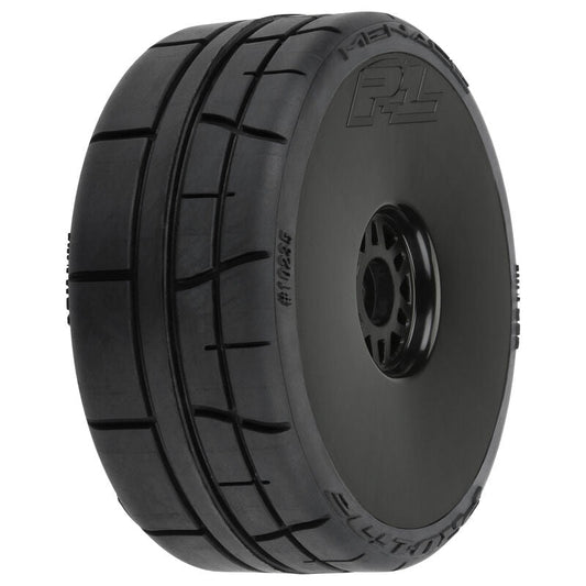 1/8 Menace HP BELTED Speed Run F/R Tyres Mounted 17mm Black (2)