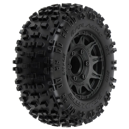 1/10 Badlands F/R 2.8" MT Tyres Mounted 12mm/14mm Black Raid (2)