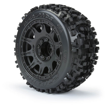 1/8 Badlands F/R 3.8" MT Tyres Mounted 17mm Black Raid (2)