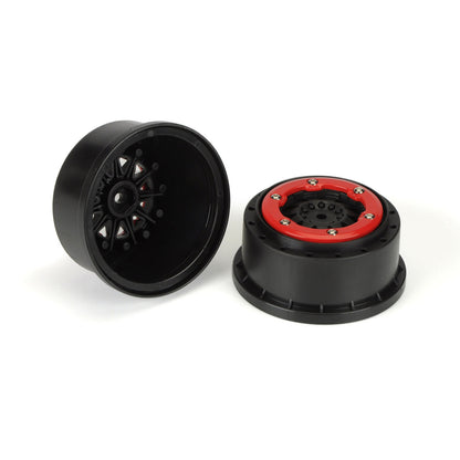1/10 ProTrac F-11 Front/Rear 2.2"/3.0" 12mm SC Wheels (2) Red/Blk