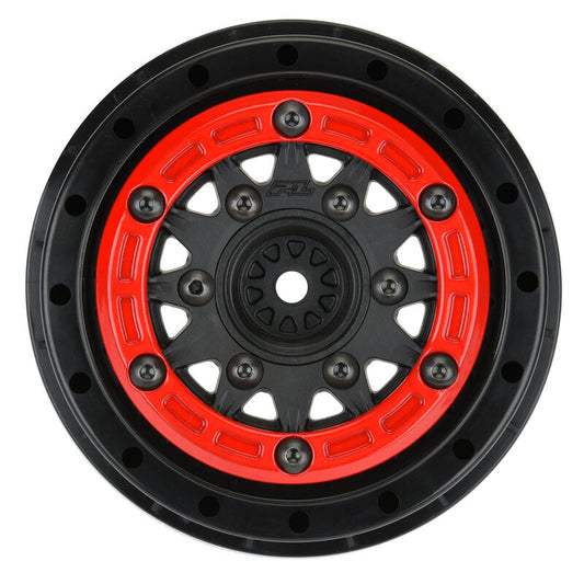 1/10 Raid Bead-Loc Fr/Rr 2.2"/3.0" 12 14mm SC Wheels (2) Red/Black