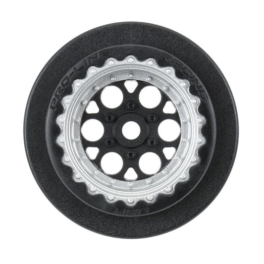 1/16 Showtime+ Rear 8mm Hex Wheels Black/Silver (2) Losi Mini Drag