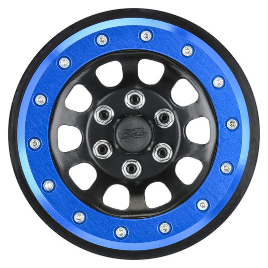 1/6 Steelies Stamped Steel 2.9" Dual Offset SCX6 Wheels Blue/Black