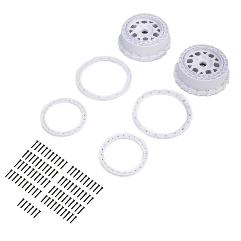 Wheel and Beadlock Set White (2) 5IVE-T 3.0