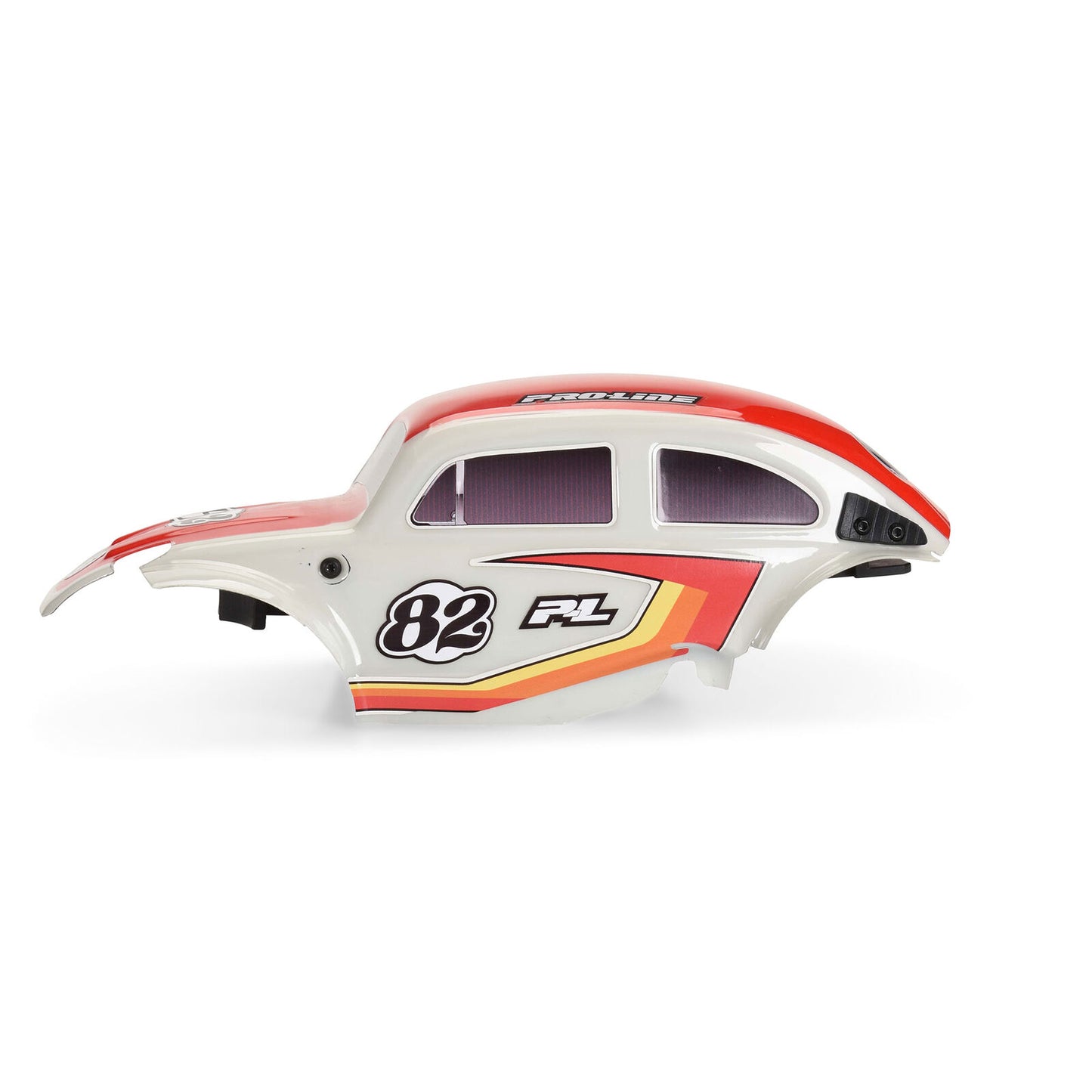 Class 1 VW Bug Red Race Body Conversion Kit and Flat Iron Tyres Mounted 12mm Chrome Diablo (4) for Arrma Typhon Grom