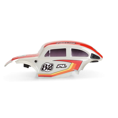 Class 1 VW Bug Red Race Body Conversion Kit and Flat Iron Tyres Mounted 12mm Chrome Diablo (4) for Arrma Typhon Grom