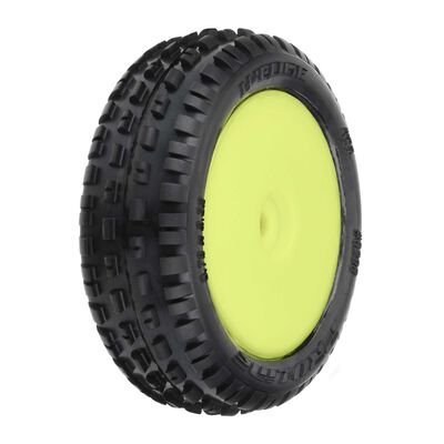1/18 Wedge Front Carpet Mini-B Tyres Mounted 8mm Yellow Wheels (2)