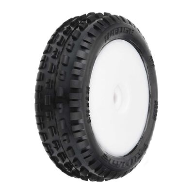 1/18 Wedge Front Carpet Mini-B Tyres Mounted 8mm White Wheels (2)