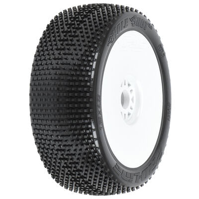 1/8 Hole Shot 2.0 S3 Front/Rear Buggy Tyres Mounted 17mm White (2)