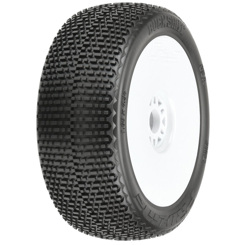 1/8 Buck Shot S3 Front/Rear Buggy Tyres Mounted 17mm White (2)