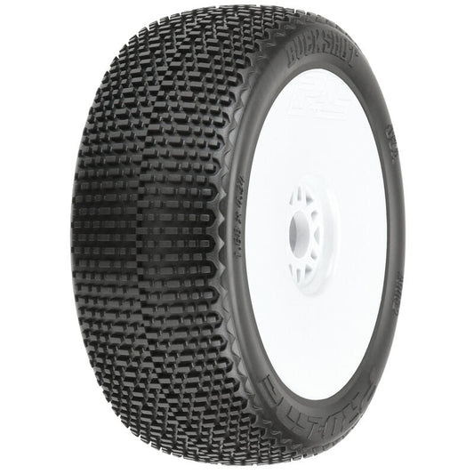 1/8 Buck Shot S3 Front/Rear Buggy Tyres Mounted 17mm White (2)