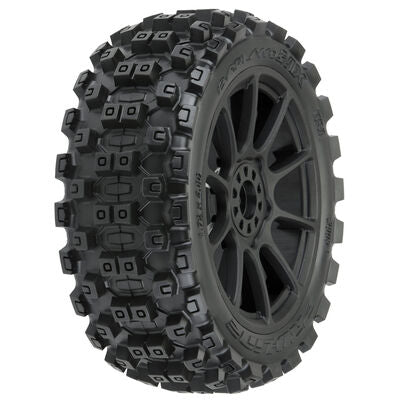 1/8 Badlands MX M2 F/R Buggy Tyres Mounted 17mm Black Mach 10 (2)