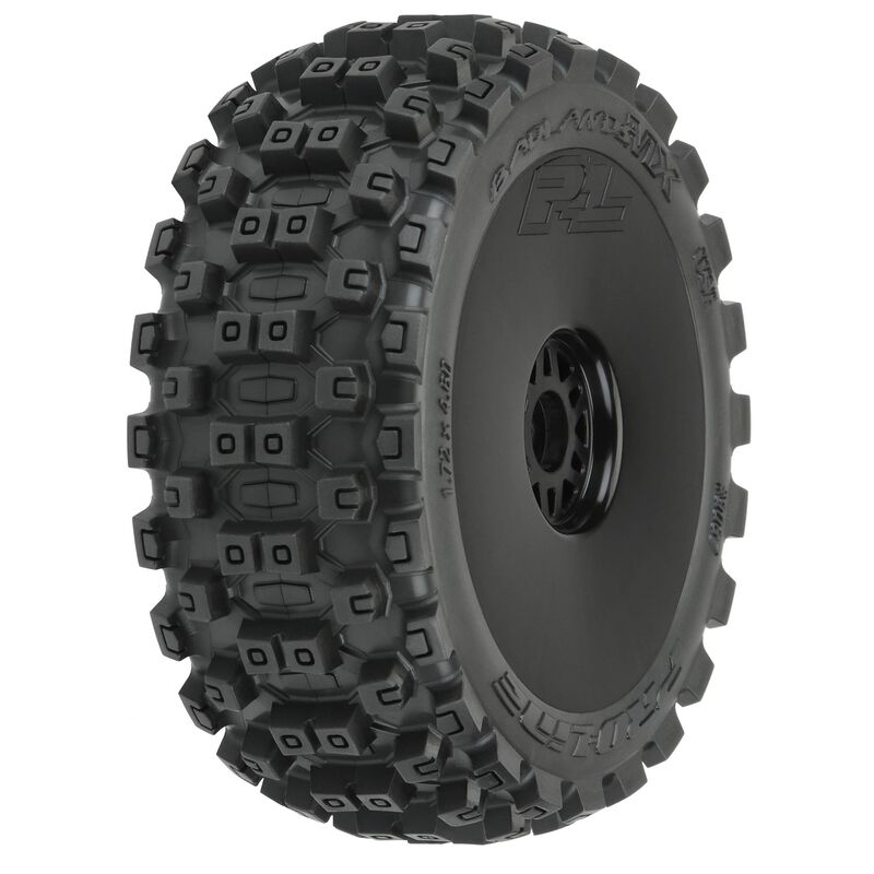 1/8 Badlands MX M2 Front/Rear Buggy Tyres Mounted 17mm Black (2)