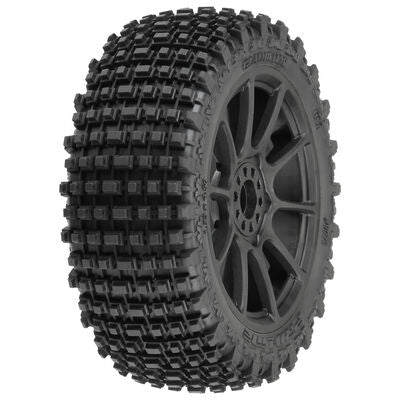1/8 Gladiator M2 Fr/Rr Buggy Tyres Mounted 17mm Black Mach 10 (2)